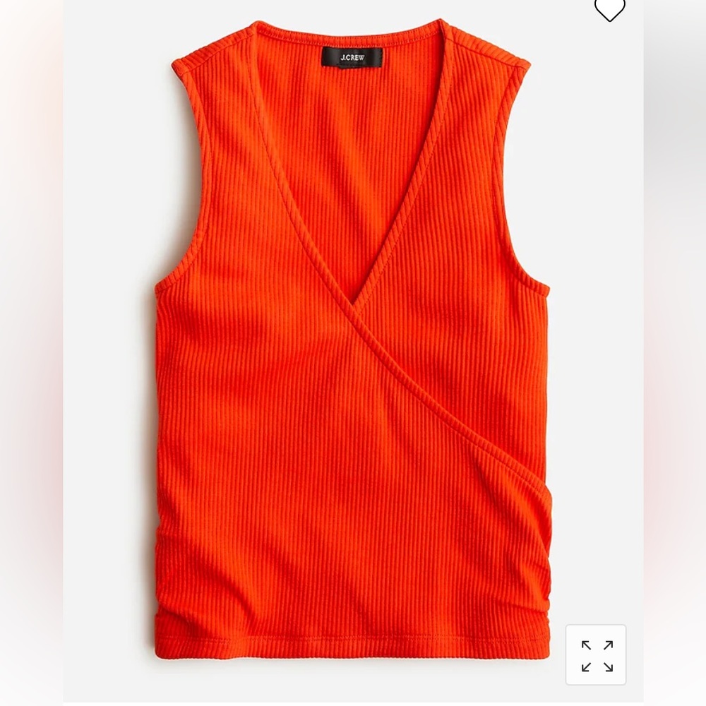 J. Crew ruched wrap top in vintage rib in vivid flame | M